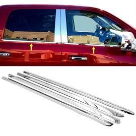 alittlepanda 304 Polished Stainless Steel Tape-On Window Molding Sill+Door Pillar Overlay Deco Compatible with 2009-2018 RAM 1500 2500 3500 Crew CAB 4 Door