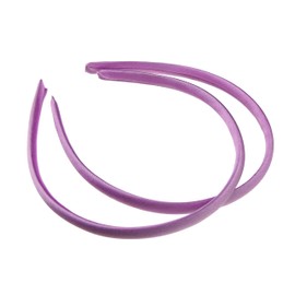 Pair of 2 Slim Thin 1cm Satin Covered Teens Girls Bridesmaid Basic Party Satin Plain DIY Alice Headband Hairband Head Hair Band Kids School Uniform (Violet, One Size)