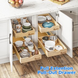 WelFurGeer Pull Out Drawers for Kitchen Cabinets, Cabinet Pull Out Shelves, Cupboard Organizers and Storage, Slide Out Cabinet Organizer, Kitchen Organization, Drawer Organizer for Kitchen (17''W)