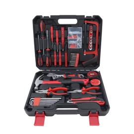 Hantinstom Household Tools Kit Essential Home Repair Set with Plastic Toolbox Ideal for College Students, Home Use & More