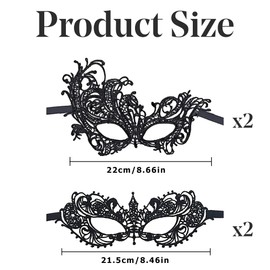 Generic Fantasy Masquerade Mask, 4Pcs Lace Eye Mask, Black, Phoenix, Little Tip, Unisex Adult, Fancy Dress Masks & Eyewear for Adults