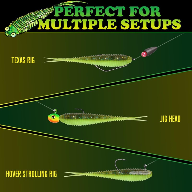 LUCKYFISHING Soft Plastic Baits Forked Tail Fishing Soft Bait for