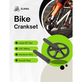 MTB Crankset Aluminum Alloy 48 Teeth Black Square Bike Crankset Mountain Bike Crankset for Fixed Gear Mountain Bike Road Bike