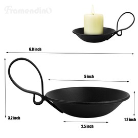 Framendino, 2 Pack Cast Iron Candle Holder with Handle Metal Black Vintage for Table Centerpiece Decoration