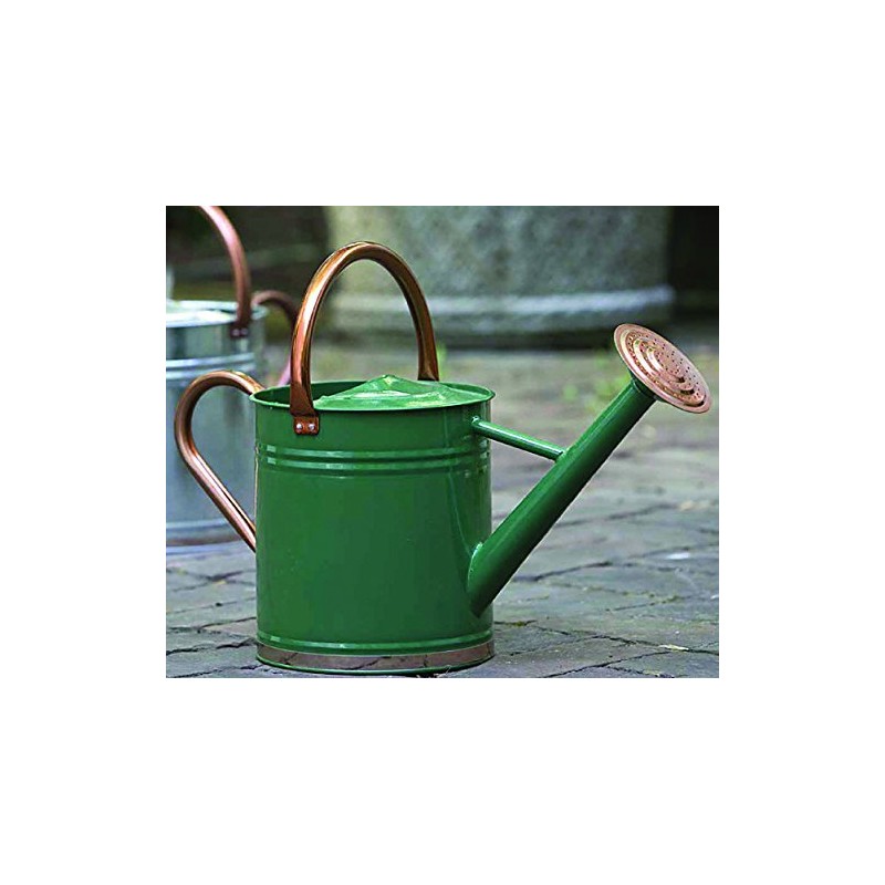 Gardman 8327 Hunter Green Galvanized Steel Watering Can with Copper