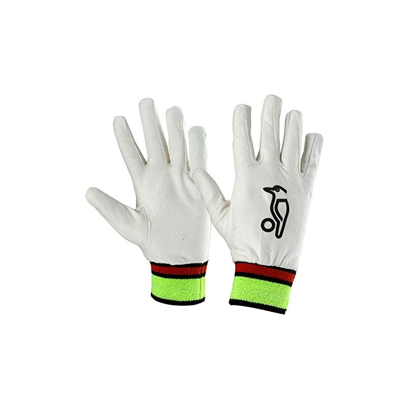 KOOKABURRA Full Chamois Wicket Keeping Inners, Adult,White/Red/Yellow