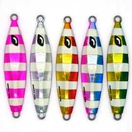 Haruka Slow Pitch Fishing Jigs, 100g, Set of 5, Glow-in-Dark, Multi-Coloured