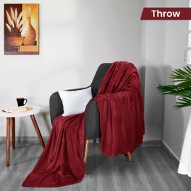 Utopia Bedding Fleece Blanket Throw Size Burgundy 300GSM Luxury Blanket for Couch Sofa Bed Anti-Static Fuzzy Soft Blanket Microfiber (60x50 Inches)