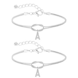 Irikdescia Pack of 2 14K Knot Bracelets, Gold Sliver, Partner Bracelets, Couple Bracelets, Couples Gifts, Matching Couple Bracelet for Couples, Friendship, Relationship (SilverA)