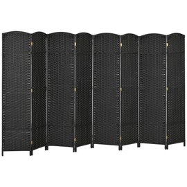 HOMCOM Room Divider, 8 Panel Folding Privacy Screen, 5.6' Tall Freestanding Wall Partition for Home Office, Bedroom, Black