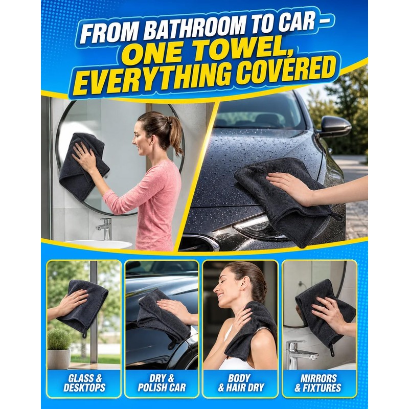 3 Pcs Magic Bathroom Drying Cloth 40×60 cm – Streak-Free,