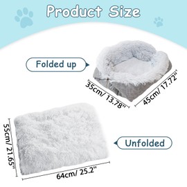 Pet Bed for Cats Small Dog Washable 2 in 1 Cat Bed Plush Soft Sleeping Pet Pad for Indoor Outdoor Pets Dog Sofa Fluffy Mat Cat Bed Blanket(Gray)