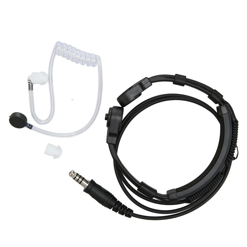 Throat Mic Earpiece 7.1mm Plug with Finger PTT Portable for
