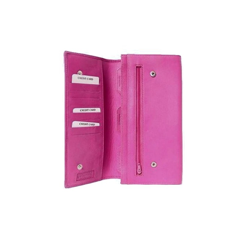 Leather Travel Document Wallet / Organiser / Case (Bright Pink),