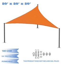 E&K Sunrise 20' x 20' x 20' Sun Shade Sail Triangle Canopy Shade Cover with Hardware Kit UV Block for Outdoor Pergola Patio Backyard Garden Deck (Orange)