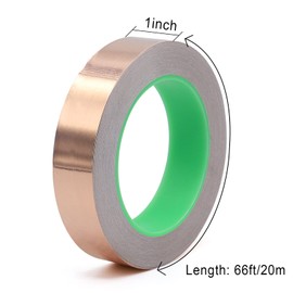 BOMEI PACK Copper Foil Tape 1 Pack 1.97mil x 1inch x 66ft with Conductive Adhesive for Guitar and Crafts, Soldering, Stained Glass, Electrical Repairs, Grounding