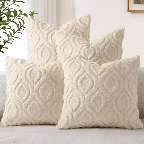 decorUhome Set of 4 Neutral Beige Fall Throw Pillow Covers