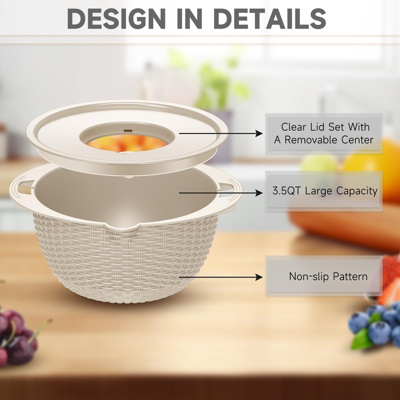 4-1 Colander with Bowl Set - Rotatable Colander Bowl with