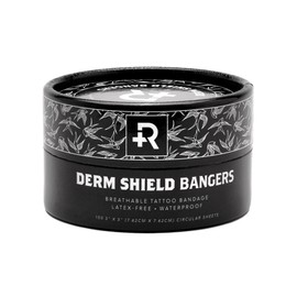 Recovery Derm Shield Bangers Tattoo Aftercare Bandage, Waterproof, Latex-Free Adhesive, Breathable, Care Products, Clear, Circular 3” Diameter, Tub of 100