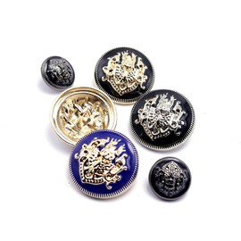 5 botones de cobre para grabado de metal dorado de moda, para accesorios de ropa hechos a mano, botones de vástago (azul dorado, 28 mm)