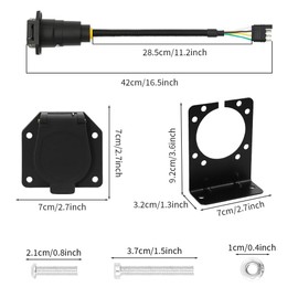 Unigift 4 Pin to 7 Way Adapter Trailer Kit with Mounting Bracket,4 Way Flat to 7 Way Light Adapter Electrics Adaptor Connector Wiring Plug for RV Car Caravan Truck Conversion