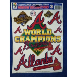 1995 Atlanta Braves Window Stickers World Series Champions COLOR CLINGS, NOS