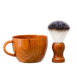 Grandslam Shaving Brush 2-in-1 Men's Shaving Set, Pure Synthetic Hair Shaving Brush and Wooden Shaving Bowl, Gift for Father, Husband, Men