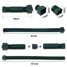2 Pack Rain Gutter Downspout Extensions, Upgraded Flexible Drain Downspout Extender, Rainwater Drainage Diverter with Mini Connector, Extendable from 20 to 127 Inches(Green)