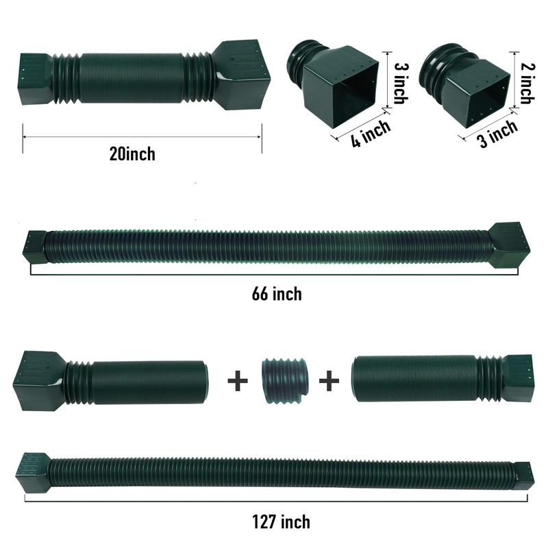 2 Pack Rain Gutter Downspout Extensions, Upgraded Flexible Drain Downspout