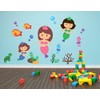 Underwater Set - Peel and Stick - Mermaids Fish Bubbles