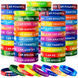 KUCLIN 100 Pieces Students Inspirational Silicone Wristbands Motivational Quotes Rubber Bracelets for Kids Students Back to School Gifts
