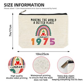 Happy 49th Birthday Gifts for Her Women Makeup Bag, Best 1975 Anniversary 49th Birthday Decorations, 49 Year old and Fabulous Gifts Ideas for Wife, Mom, Mothers Day, Christmas Cosmetic Travel Pouch