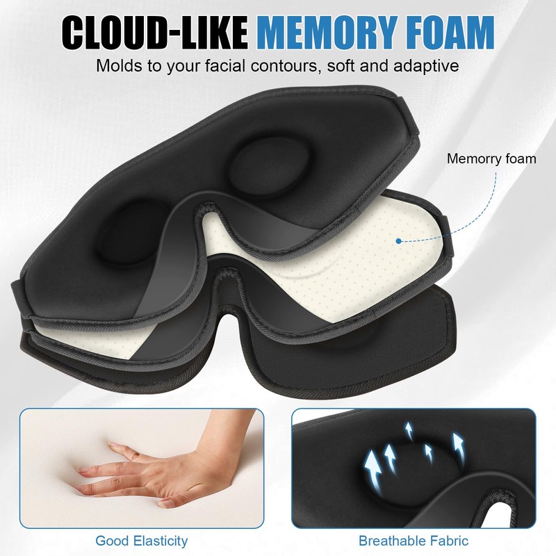 WellSync Sleep Eye Mask for Men Women,Zero Pressure 3D Blackout