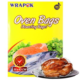 WRAPOK Oven Chicken Meat Poultry Fish Seafood Vegetables Medium 5 Bags (14 x 17 Inch)