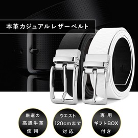 Ulterra Men's Golf Belt, White, Genuine Leather, Gift Box, Business, Casual, Stylish, Large Size, black b