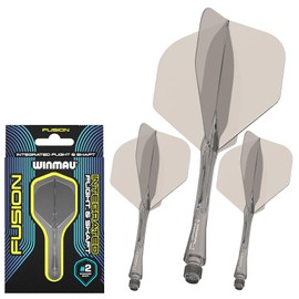 WINMAU Fusion Dark Grey Smoke Short Intergrated Dart Flight and Shaft System - 1 set per pack (3 flights and shafts in total)