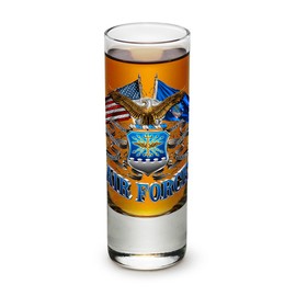 Erazor Bits US Air Force USAF Double Flag Air Force Glass with Logo Set of Shooter Shot Glass with Logo (2oz)