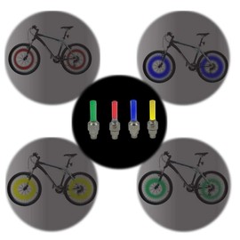 CaoXiong 4 Pack (8 Pieces) LED Bike Wheel Light Led Flash Tyre Wheel Valve Cap Light for Bike Waterproof Bicycle Wheel Tire Light for Front & Rear Wheel(4 Color: Green,Red,Blue,Yellow)