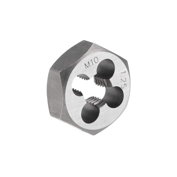 sourcing map Hex Rethreading Die M10 x 1.25 Pitch Carbon