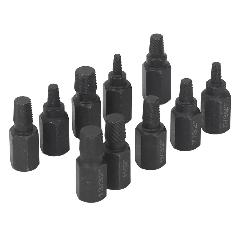 10Pcs Broken Screw Extractor Set 1/4 7/32 3/16 5/32 1/8