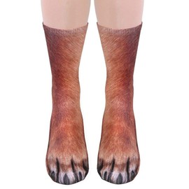 SportsWell Novelty Animal Paw Socks Funny 3D Print Crew Socks for Men Women Kids Funny White Elephant Gifts Gag Gifts Dog for Adult