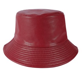 MILAKOO PU Leather Fishing Hats for Women Bucket Hat Bucket Hat for Women Rain Hat Waterproof, red