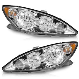 Vizotae Headlights Assembly for 2005 2006 Toyota Camry Halogen Headlamp Replacement, High/Low Beam W/Bulbs, Driver & Passenger Side