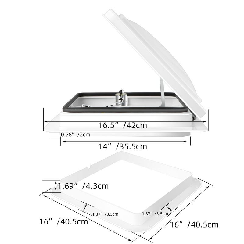 Livpow RV Roof Vent With 12V Fan Reversible 14" x