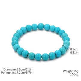 Turquoise Bracelet for Women, 8mm Beaded Stretchable Unisex Bracelet, Boho Turquoise Bead Bracelet Stone Beaded Bracelets Turquoise Jewelry for Women(Round)