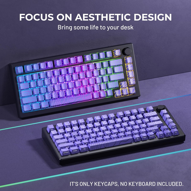HITIME XVX Shine Through Keycaps w/IMD Tech, Custom Topographic Keycaps