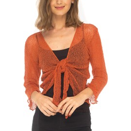 SHU-SHI Sheer Cardigans For Women Summer Knit Shrug Lightweight For Dresses Tie Top Open Front