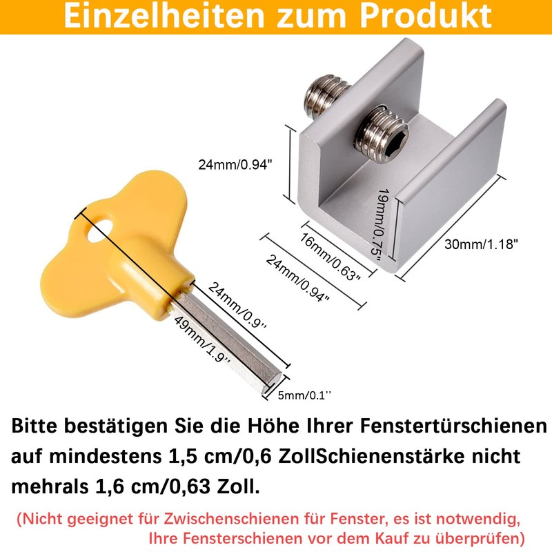 Adjustable Aluminium Window Double Hole Security Lock 10 Adjustable Sliding