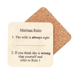 Marriage Rules Novelty Coaster - Unique Fun Gift for Him/Her - Made in UK