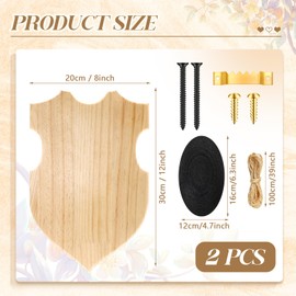 DoubleFill 2 Sets Wooden Deer Antler Mounting Kit Deer Mount Plaque Antler Display Kit Skull Mounting Set with Expanded Polyethylene Foam Hemp Rope Hooks Screws and Glue Point Dots